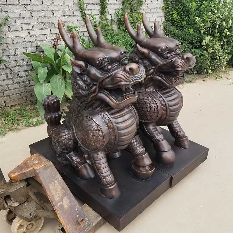 銅麒麟雕塑，銅麒麟擺件，鎮(zhèn)宅風(fēng)水麒麟